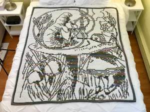 Alice and the Caterpillar in Wonderland Mosaic Crochet Pattern