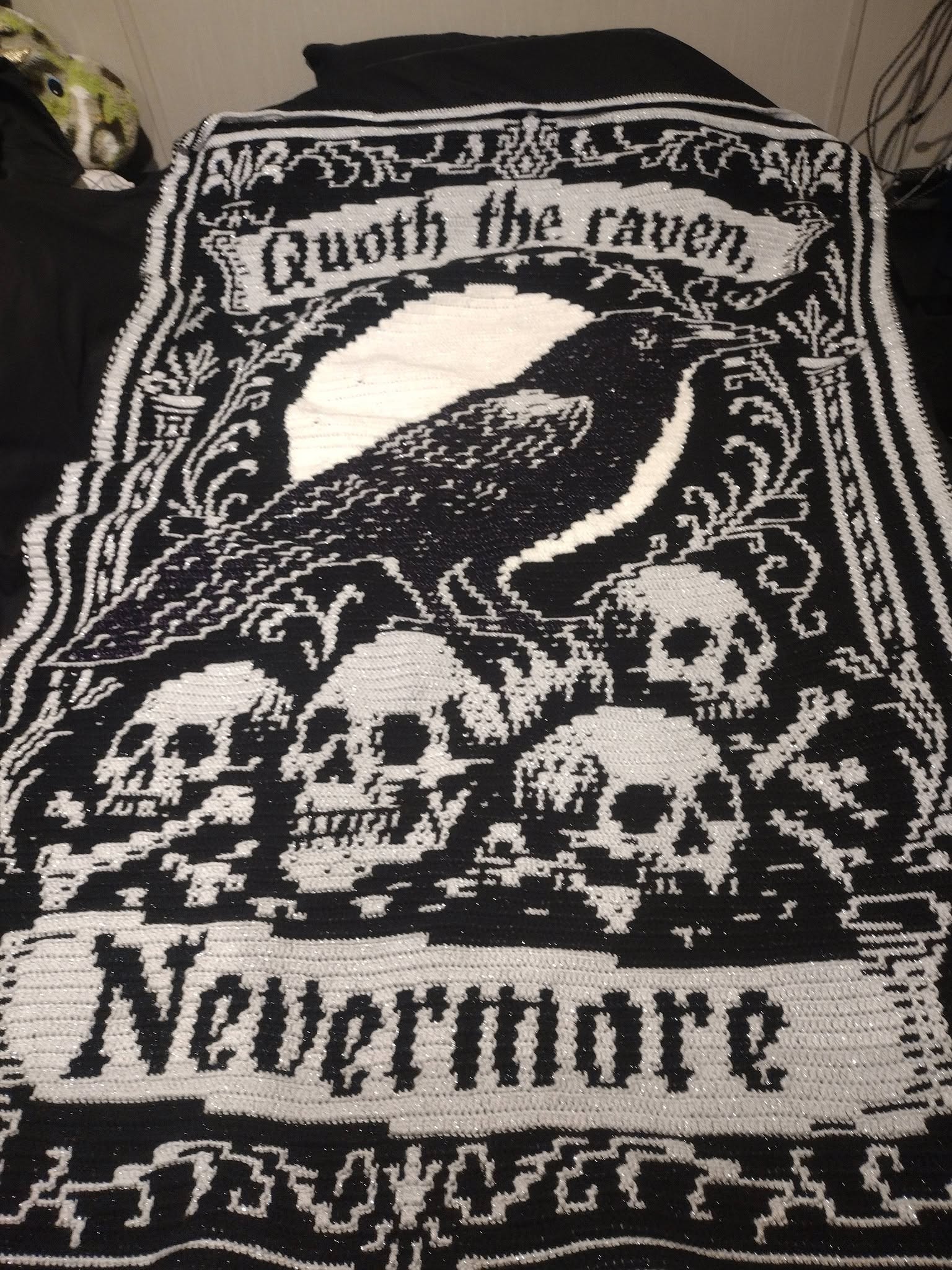 Quoth the Raven Nevermore Poe Overlay Mosaic Crochet Pattern - Image 4
