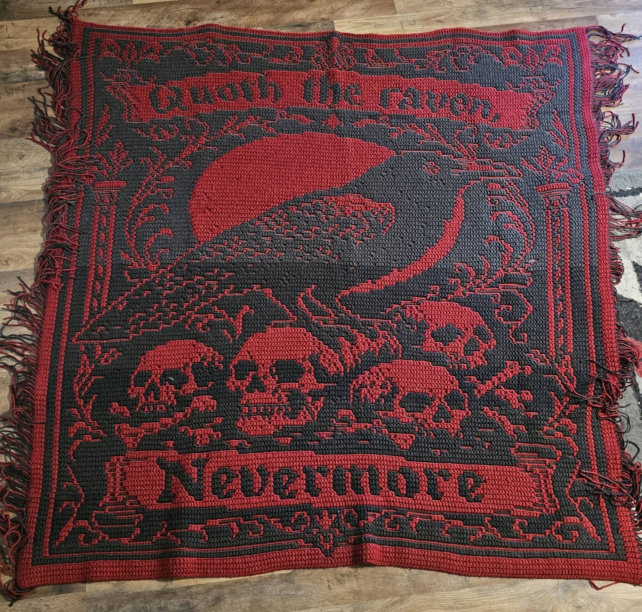Quoth the Raven Nevermore Poe Overlay Mosaic Crochet Pattern - Image 6